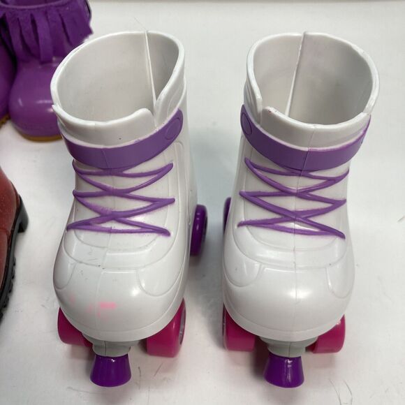 18 Inch Doll Boots Skates and Ice Skates Lot of 4 White Purple Red Fashion - Picture 5 of 10